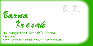 barna kresak business card